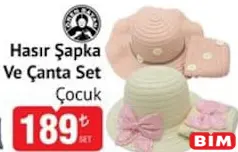 ÖREN BAYAN HASIR ŞAPKA VE ÇANTA SET ÇOCUK